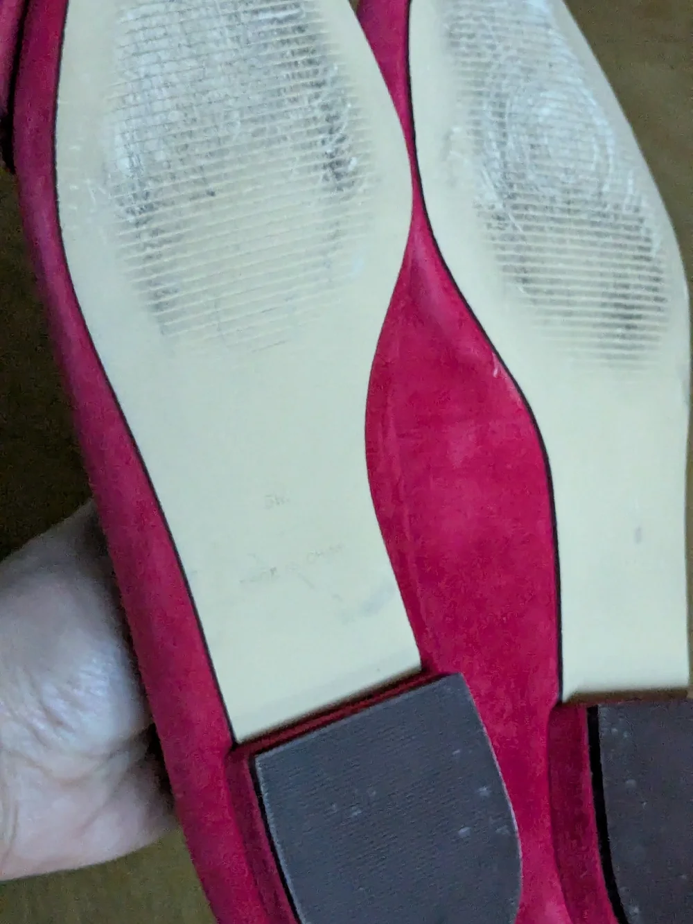 Talbots Cherry Red Suede Pointed-Toe Flats with Embellished Bow Size 6